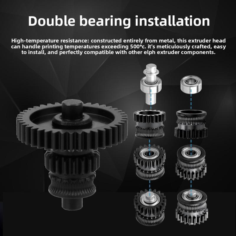 DLC Nano Coating Hardened Steel Extruder Gear Kit Wear Resistant Precise Feeding Upgrade Parts for 3D Printer