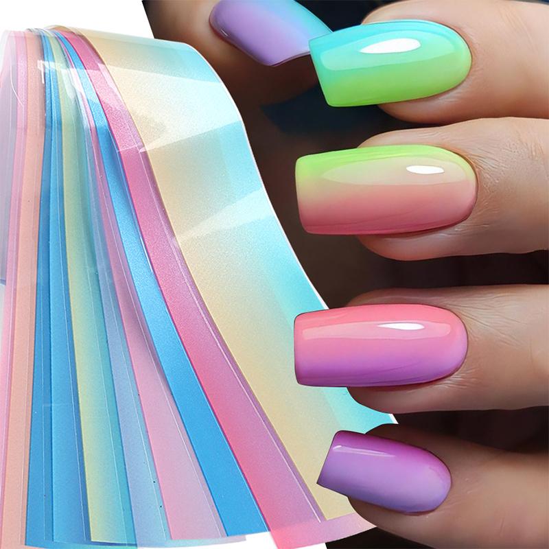 

10 шт. красочные градиентные флуоресцентные звездное небо наклейки для дизайна ногтей переводные наклейки из фольги маникюр звездный свет бумага декоры своими руками