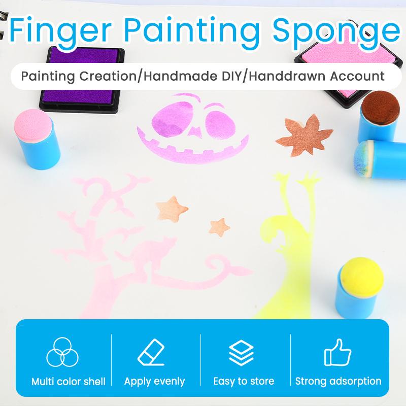 10PCS Craft Finger Sponge Daubers Drawing Project Finger Painting Sponge Set for Card Making, Painting, Stamping, Ink.