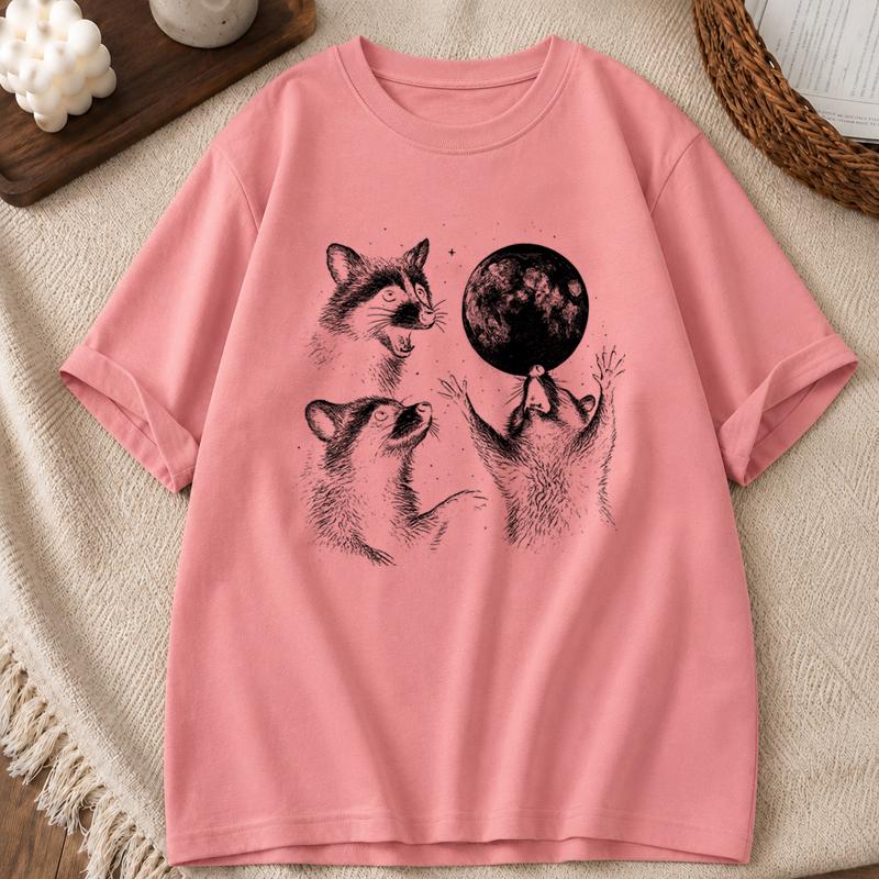 Halloween Raccoons Shirt for Unisex Unisex Raccoons Vintage Graphic TShirts Raccoon Moon Tee Funny Meme Streetwear Tops