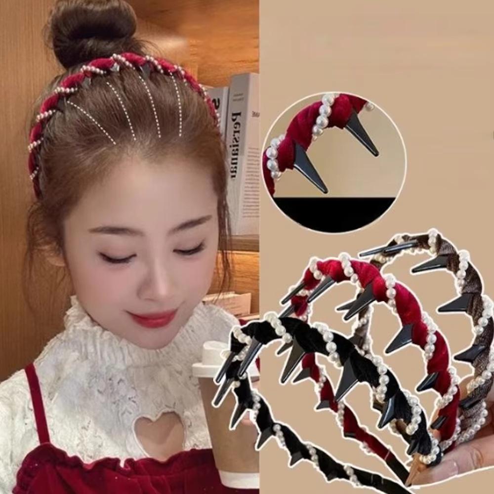 Elegant Temperament Rhinestone Mesh Headband for Woman Toothed Non-slip Hair Band Fashion Girl Face Washing Headband