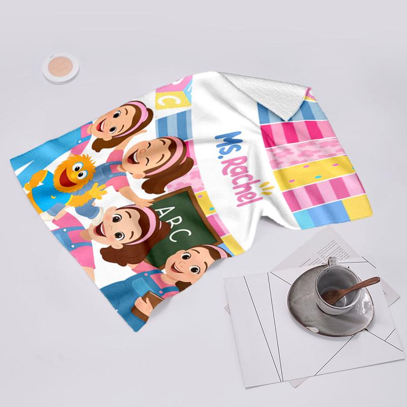 Beach Towel with Ms. Rachel1 Pattern - soft,absorbent,machine washable Lightweight&Modern,swimming,Travel Essentials