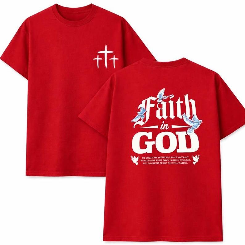 2026 Summer Fashion Tee Men Women Vintage Top Faith In God, Inspirational Quotes Shirt, Minimal Christian Cross Shirt, Bible Verse Shirt