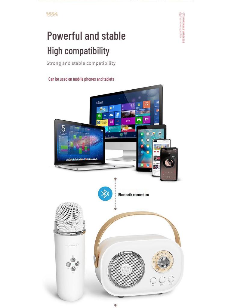 Retro Bluetooth Speaker with Integrated Portable Microphone - Mini Wireless Speaker Gift