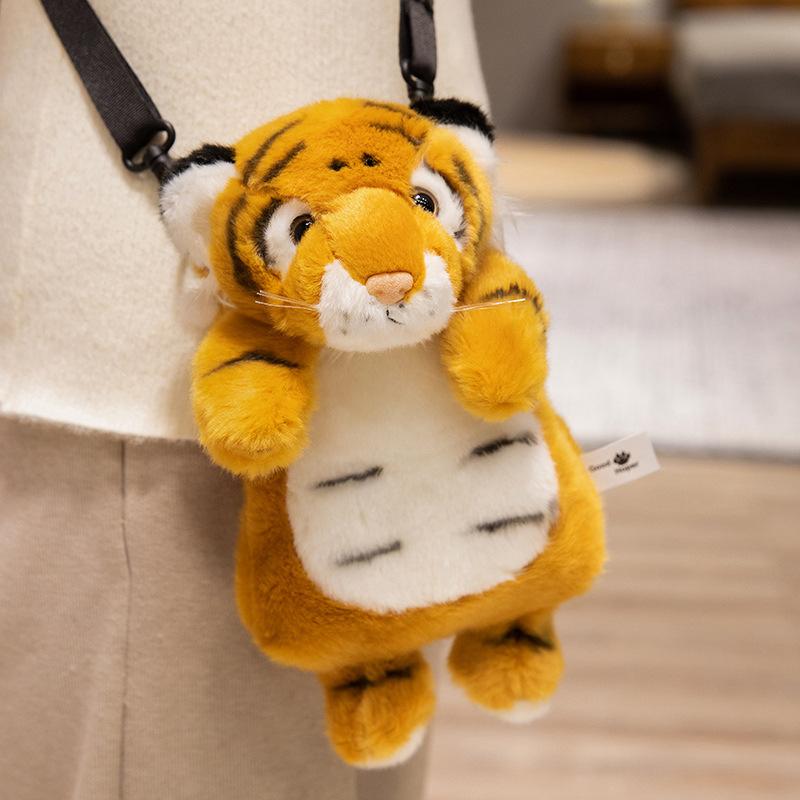Cartoon Tiger Raccoon Bag Plush Toy Doll Snow Leopard Koala Doll Children Messenger Bag Soothing Doll