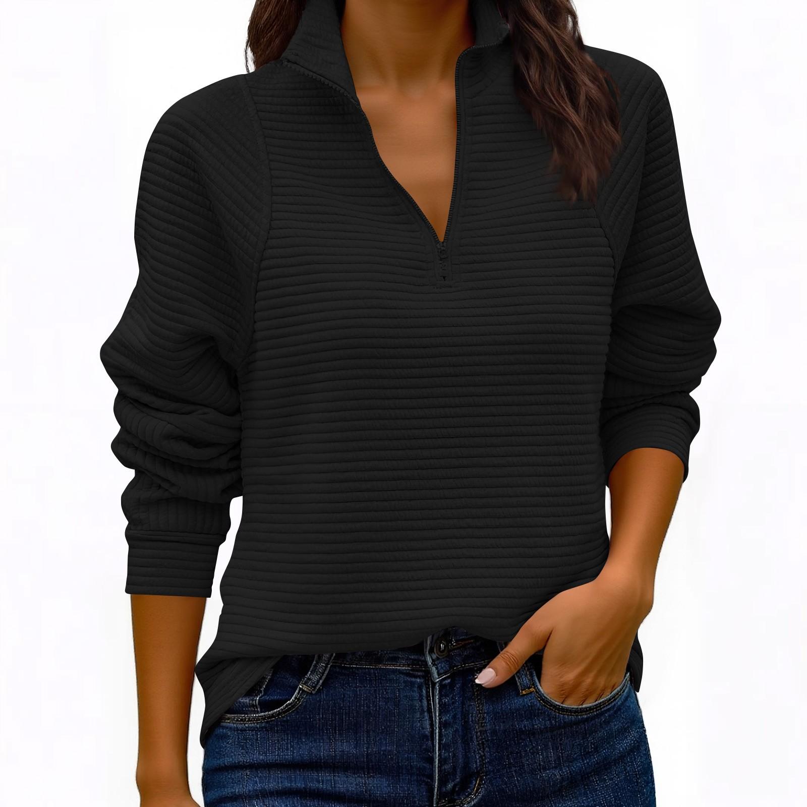 Женский модный однотонный трикотажный свитшот с воротником-стойкой L 2250₽