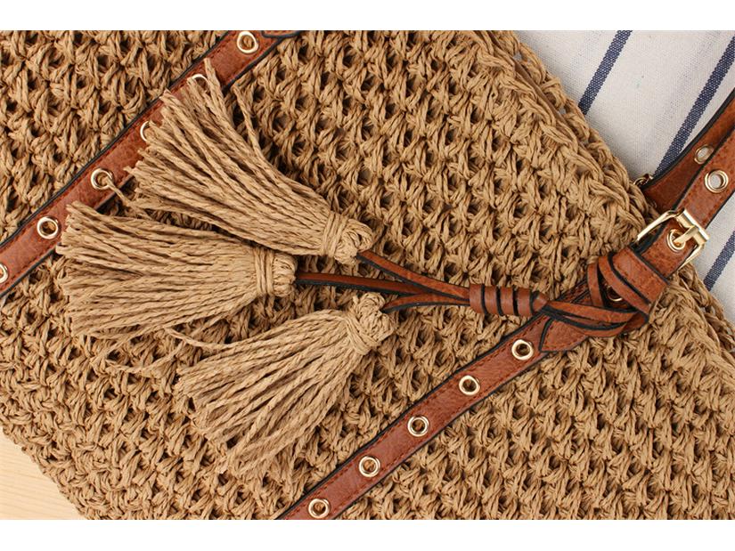Phoenix Eye Single Shoulder Woven Crochet Tassel Beach Bag for Women