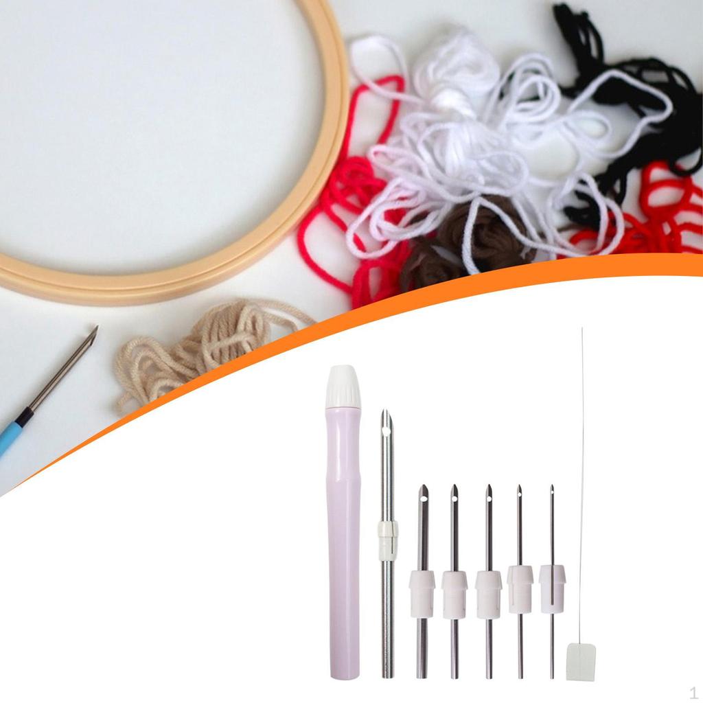 Punch Needle Tool DIY Craft Stitching Rug Hooking Smooth Punching for Starter Adjustable