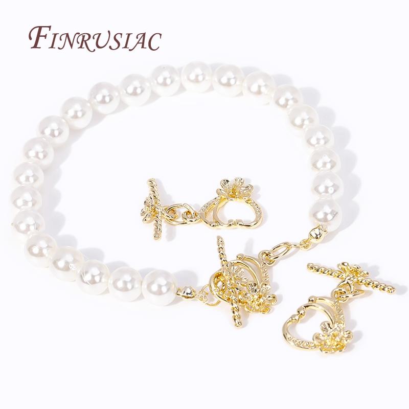18k Gold Plated Heart With Flower OT Clasp For Necklace Supplies,Fashion End Beads Toggle Clasps DIY Jewelry Making Accessories