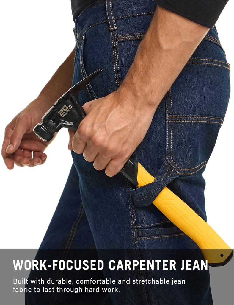 Regular Fit Denim Pants and Straight Leg Warm Pants Available in Plus Sizes for Warmth and Casual Men's Fleece-Lined [Stain-Resistant