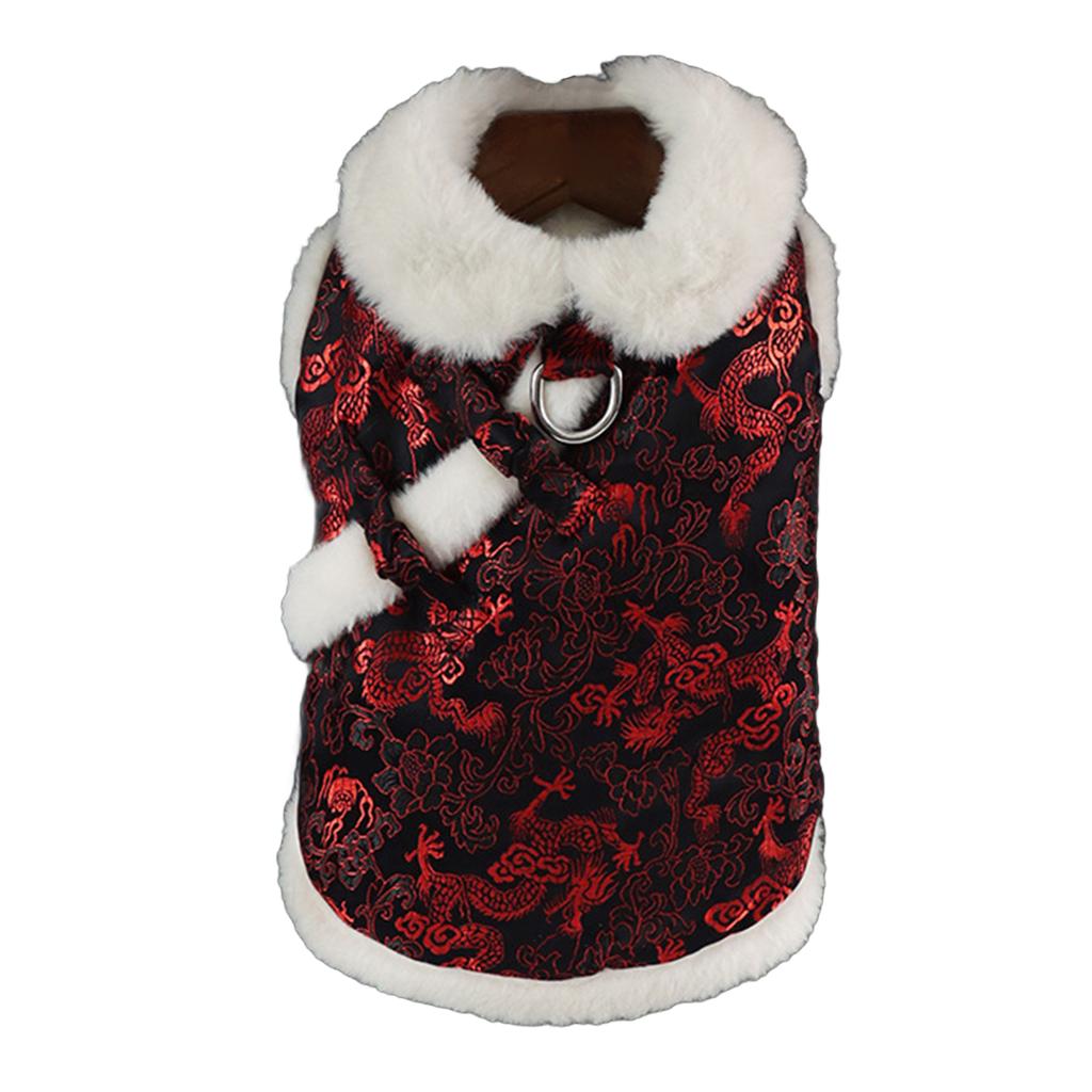 Chinese New Year Pet Outfit with Festival Pattern Traditional Spring Festival Celebrating Pet Costume Vest for Holiday