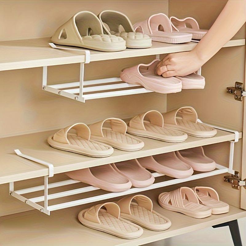 Adjustable Shoe Rack Expandable Closet Shelf Storage Organizer Under Hanging Cabinet Rack Metal Holder For Shoes