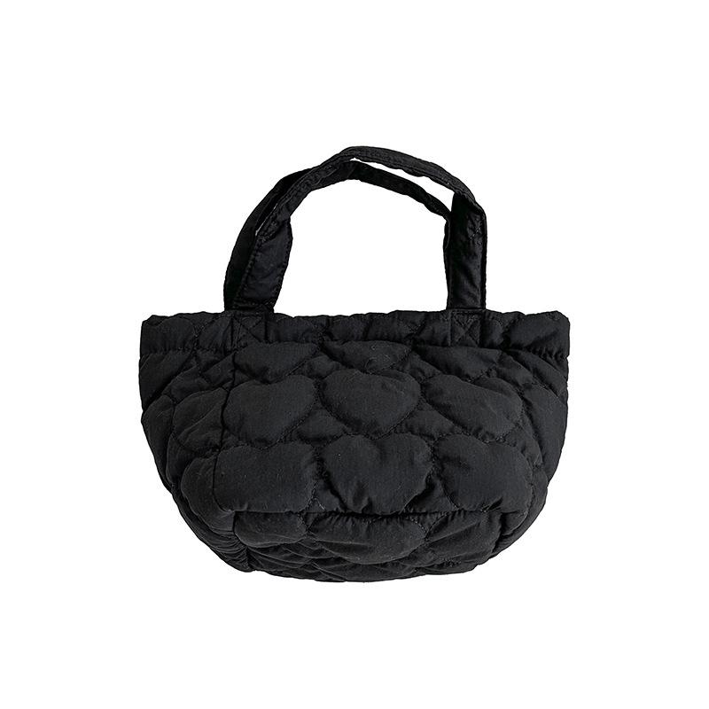 Love Quilted Vegetable Basket Bag Women's High-end 2024 New Casual Korean Style Sweet Nylon Handbag