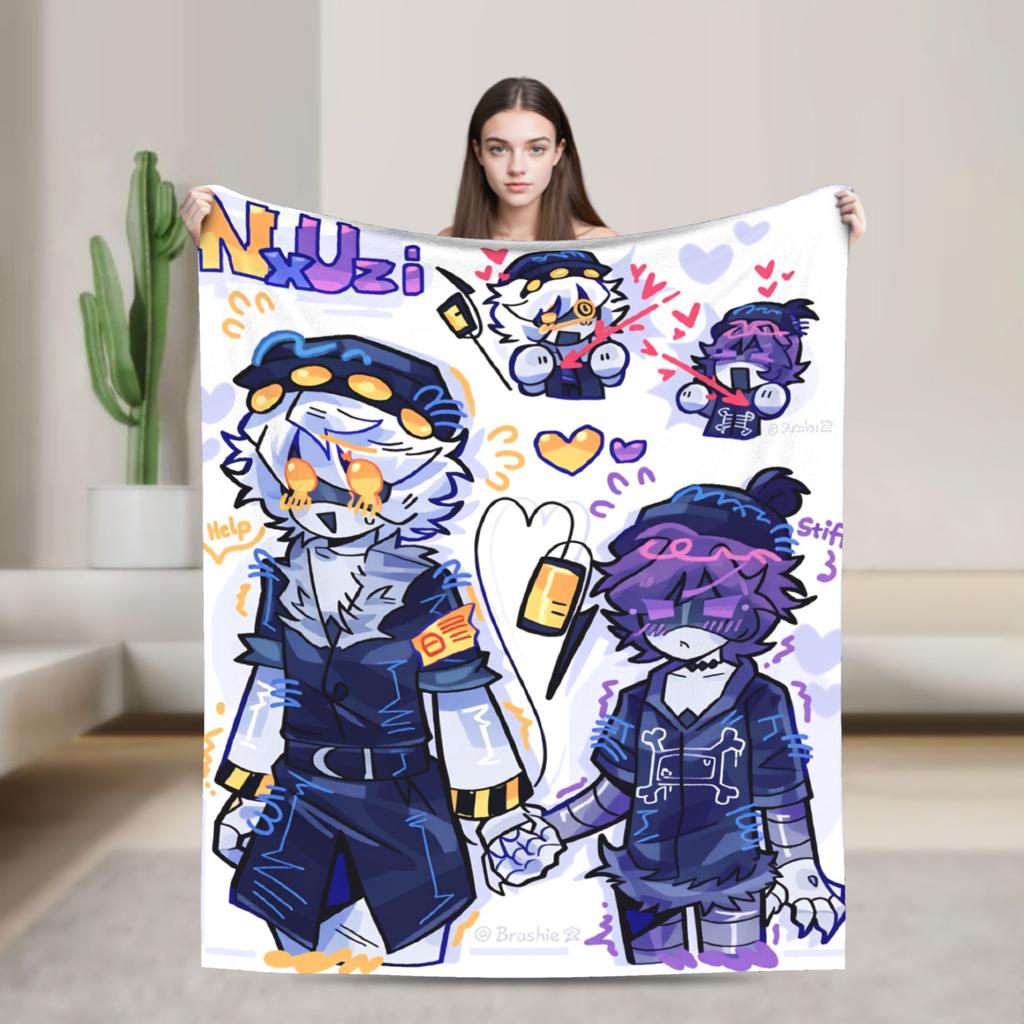 Murder Drones N and Uzi Blanket  Warm Soft Street Trend Plush Throw Blanket For Bedroom Travel Flannel Bedspread Bed Cover