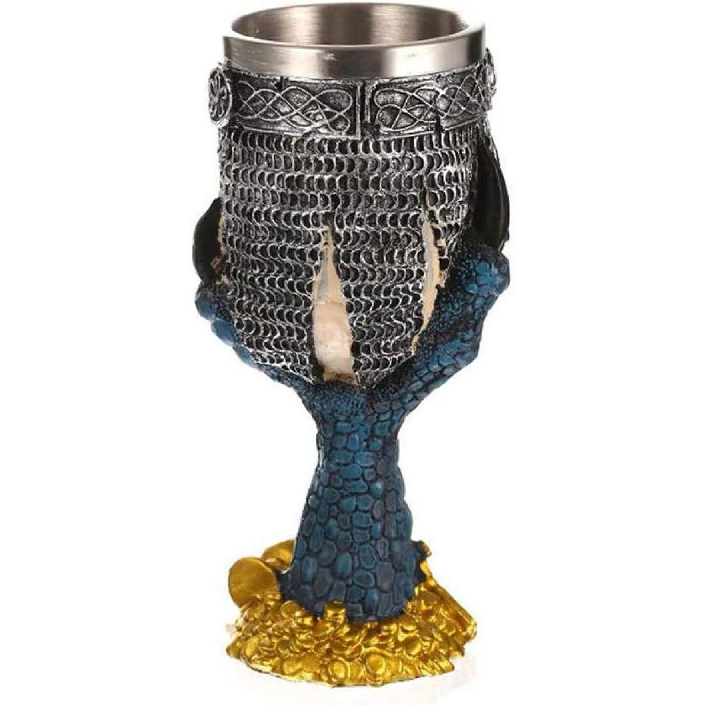 Tvoip Horrible Resin Stainless Steel Skull Goblet Retro Claw Wine Glass Gothic Cocktail Glasses Wolf Whiskey Cup Party Bar Drinkware (Skull1)