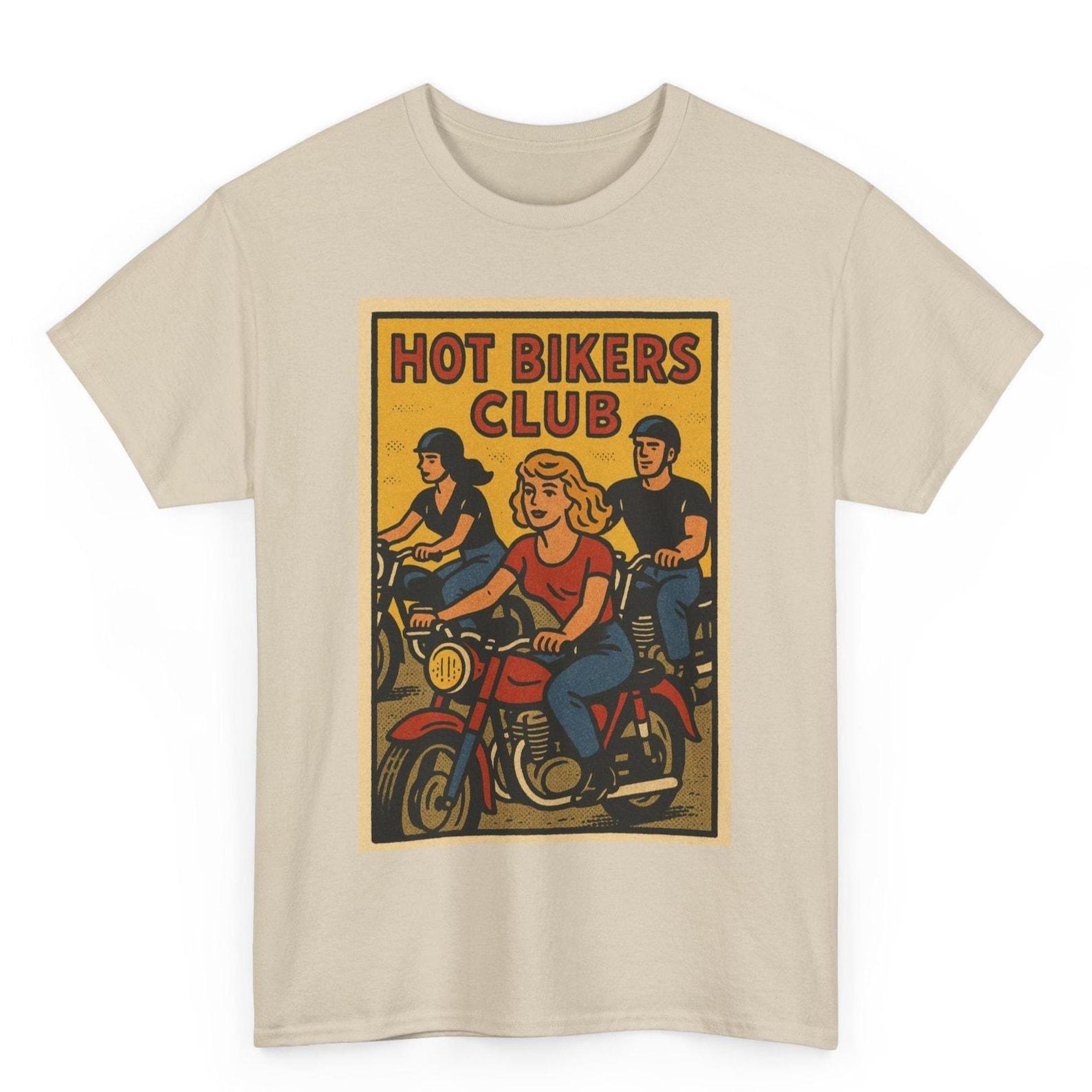 Retro Motorcycle Graphic Tee: Hot Bikers Club Unisex T-Shirt 3XL