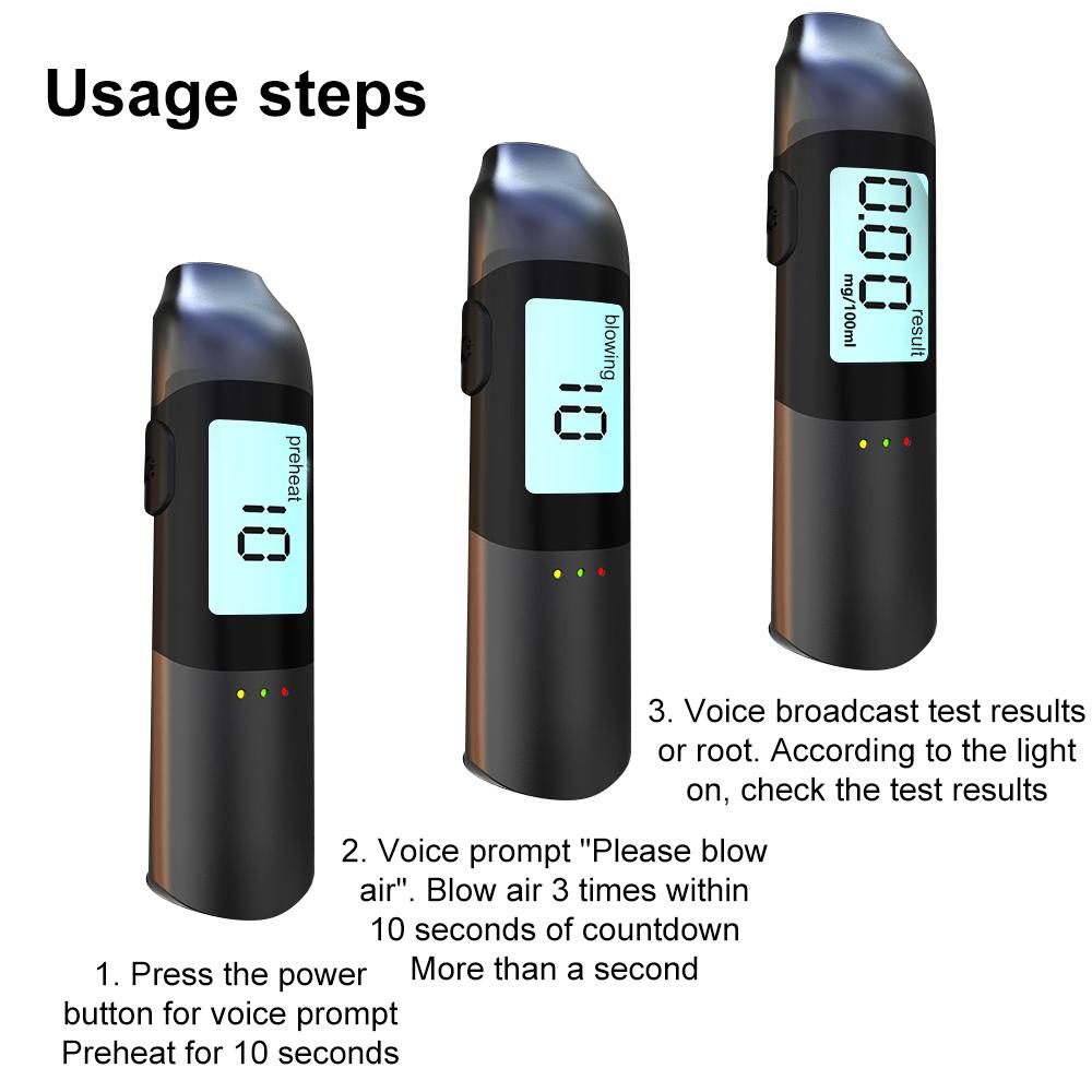 Portable Breathalyzer Professional Breath Alcohol Tester LCD Display Detector for Drunk Driving Car Electronics Alcohol Test