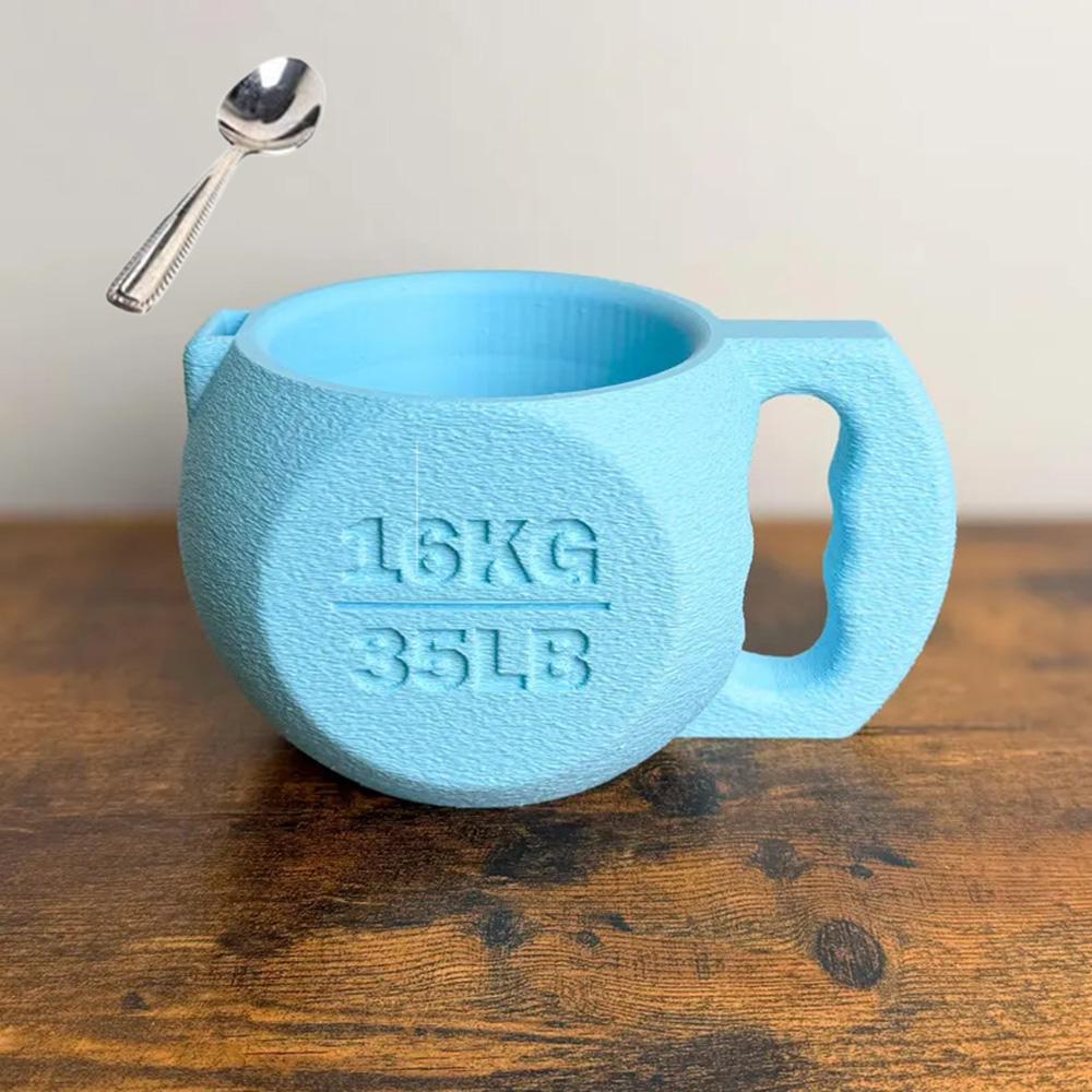 

Cute Kettlebell Ice Cream Pint Holder 16KG Simulation Cup With Spoon Funny Fitness Gym Lovers Gift Friends Desk Decor Gadgets 50ml синий