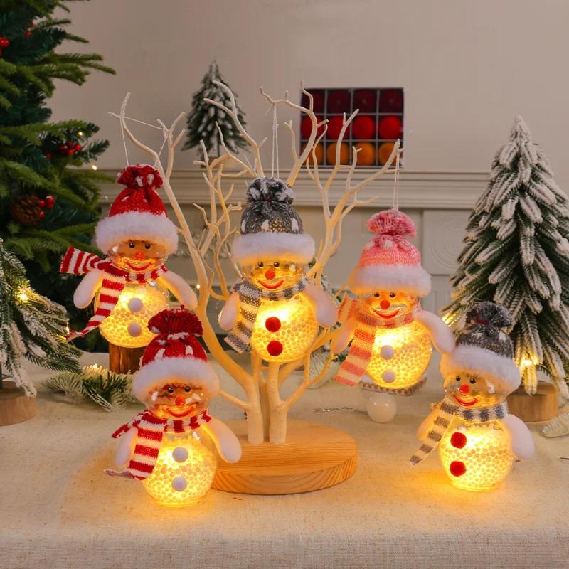 Lighted Snowman Christmas Decoration Light Up Snowman Christmas Decor Transparent Holiday Doll Christmas Decorations for Table
