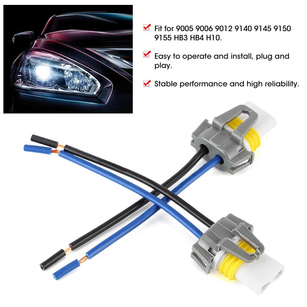 2Pcs 9005 9006 H10 Universal Adapter Wiring Harness Sockets Wire for Headlights Fog Light