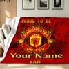 1PC Manchester United F Custom Name Patterned Flannel Blanket Suitable For All Seasons for Home Decor Warmth and Comfort Gifts Holiday Present