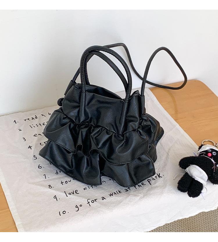 

Versatile Underarm Bag Lotus Leaf Edge Portable Petal Bucket Bag Crossbody Skirt Bag чёрный