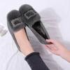 Winter rhinestone fluffy shoes women's new fashionable versatile flat-bottomed lazy people wear one-pedal Doudou shoes