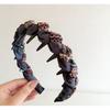 2026 Retro French Color Block Fabric Headband with Twisted Rope Braid and Anti-slip Teeth