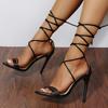Large Size High-heeled Sandals Women's Thin Heels Sexy Open-toed Shoes Summer New Anklets Straps Women's Sandals