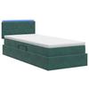 LED Storage Bed with Mattress Dark Green 90 X 200 Cm Velvet