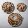 Rattan Woven Round Wall Decor for Living Room Background Wall Macrame Hanging 
