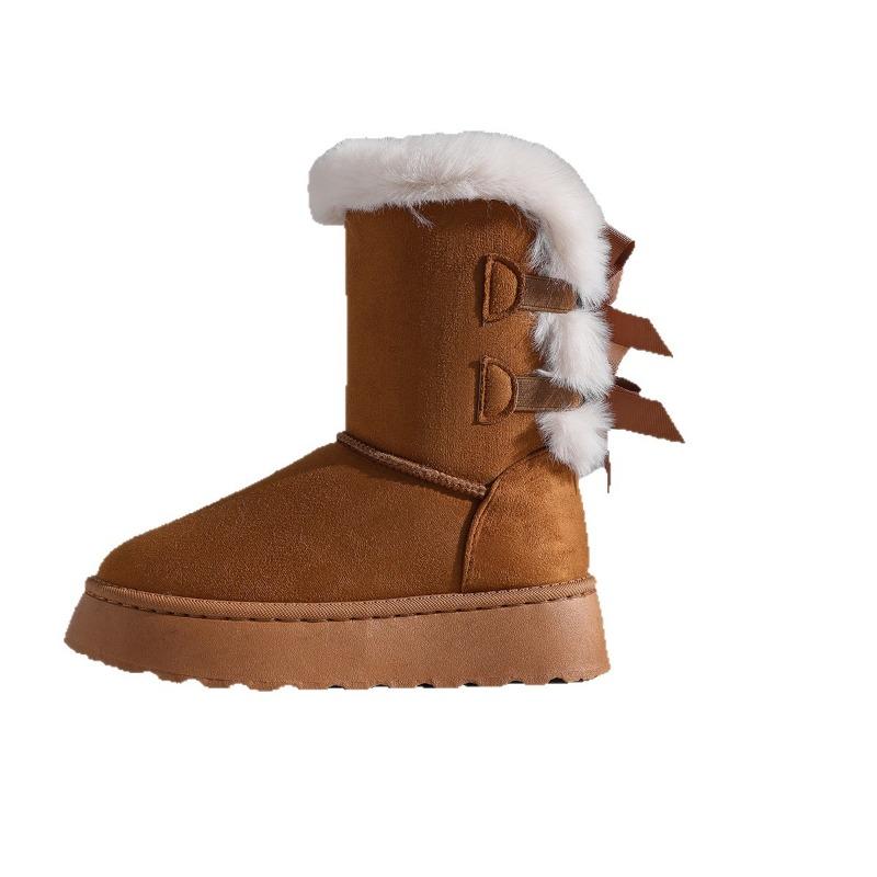 Thick-soled Warm Snow Boots Women's 2025 Winter New Plus-size Muffin with Fleece and Thickened Wool Mouth Mid-tube Cotton Shoes