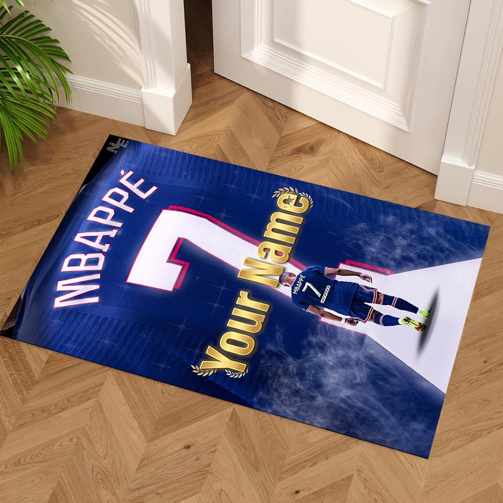 Mbappé Personalized Text Area Rug Perfect for Study Room Dormitory Hallway Balcony Antislip Carpet Decorate Offices Gift for Festivals
