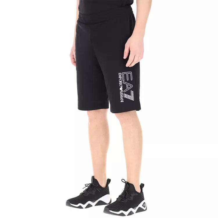 Emporio Armani EA7 SS22 Logo Print Elastic Waist Mid Rise Casual Shorts Men Shorts Black 3LPS73-PJ05Z-1200