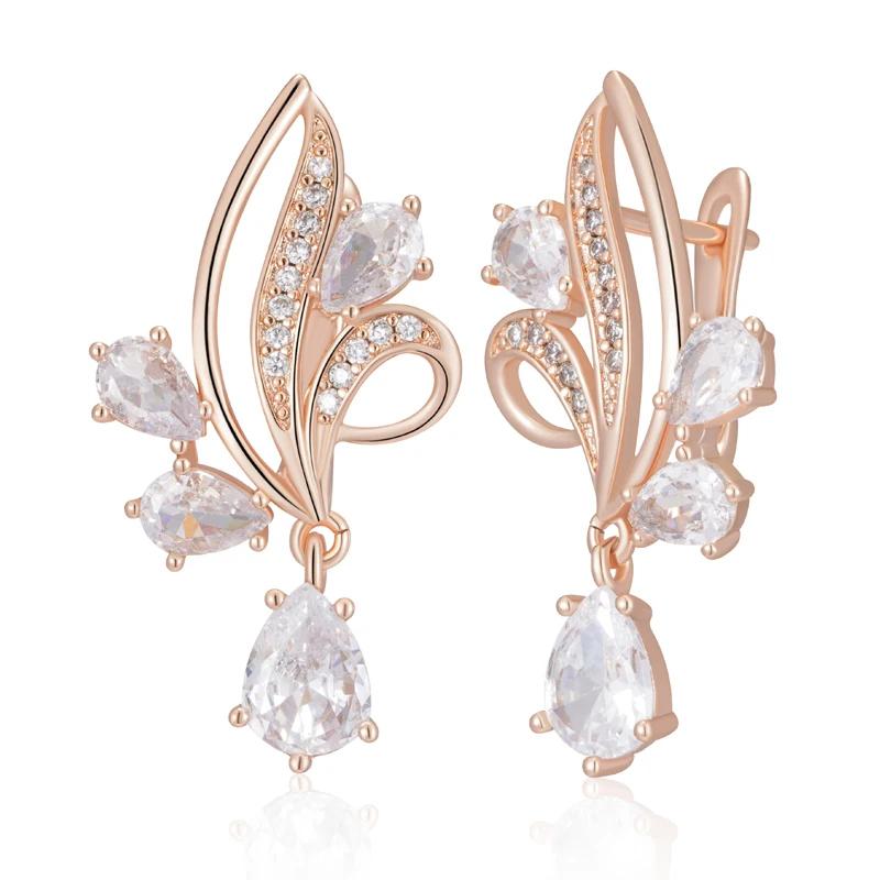 

Модные золотые серьги, ювелирные изделия, винтажные роскошные серьги-подвески с цветком циркония для женщин, вечерние свадебные украшения, женские элегантные аксессуары белый