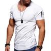 New Summer Short Sleeved Zipper Casual T Shirt Men Casual V Neck Fashion T-Shirt Men Fitness Streetwear Tees Tops