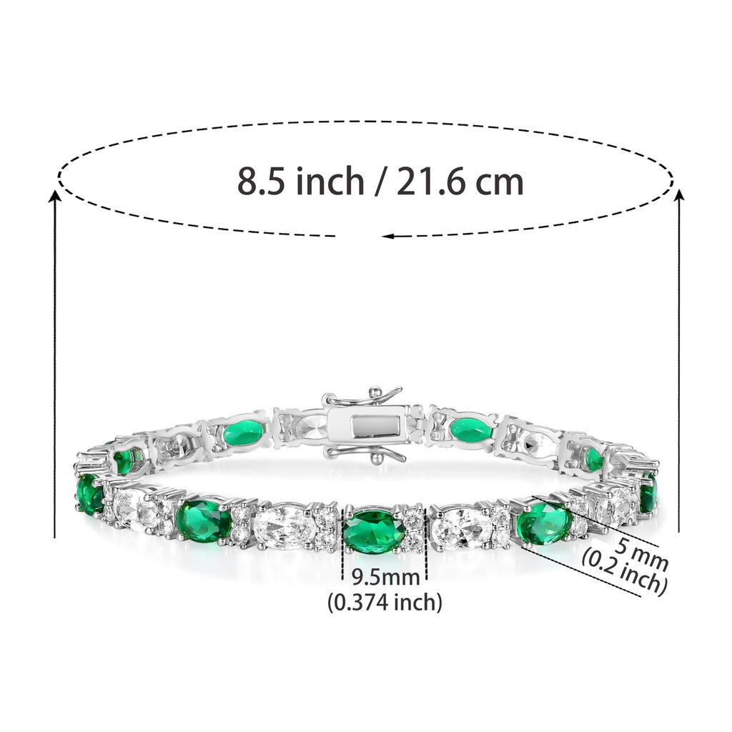 A 5mm copper inlaid white zirconium green zirconium tennis bracelet fashionable eight-character buckle chain, chain