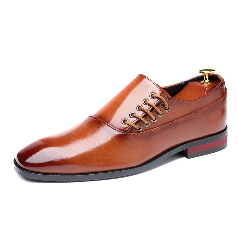 

Men s British Pointed Toe Leather Derby Shoes - Formal, Casual, Breathable Lace-up for Weddings and Business 45 жовтий