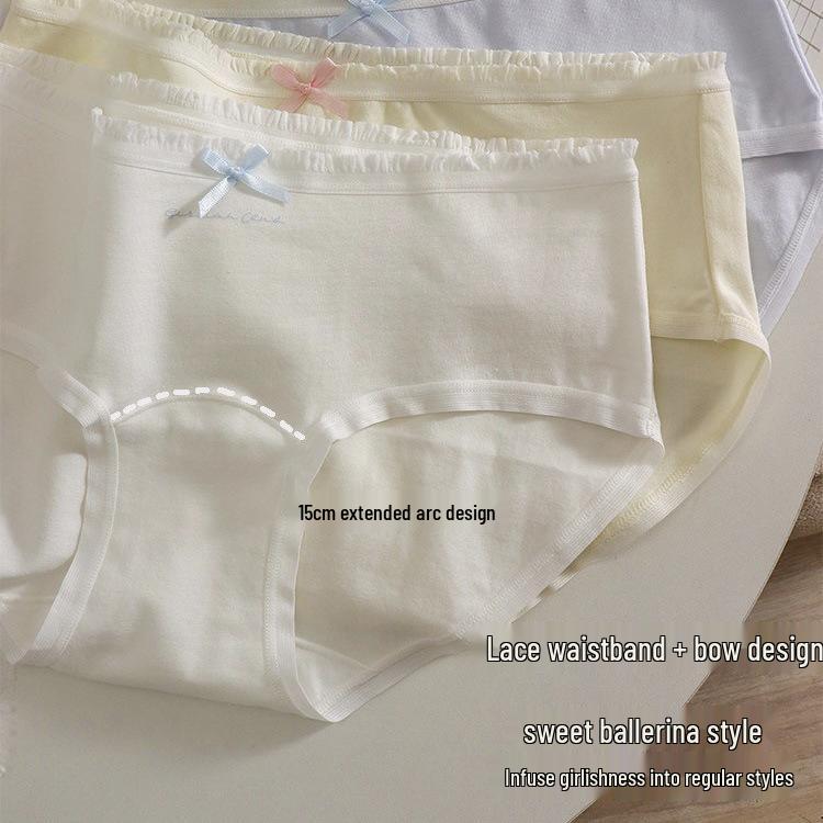 Chiloți de damă din bumbac cu talie medie în stil japonez - Drăguți, Antibacterieni, Fără cusături, Subțiri, Croi extins la furou, Design triunghiular.