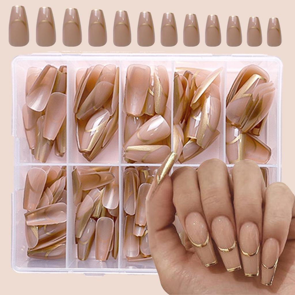 High-End Summer Nude & Pink French False Nails - 120 Piece Set