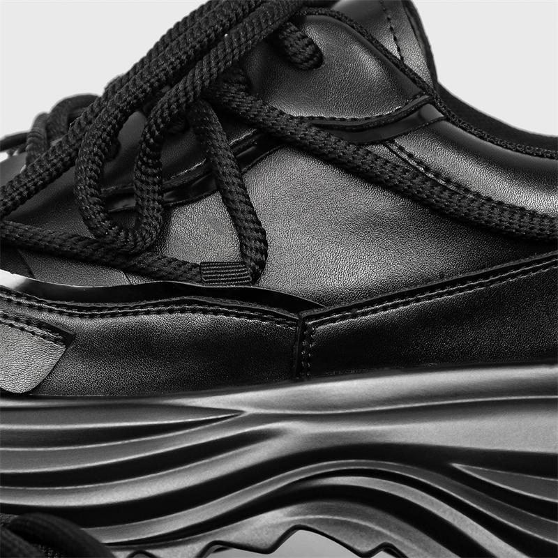 Luxusmarke Originaldesign Streetstyle Sneaker für Herren Damen Schwarz Leder Kreuzriemen Mode 6CM Höhenerhöhende Schuhe