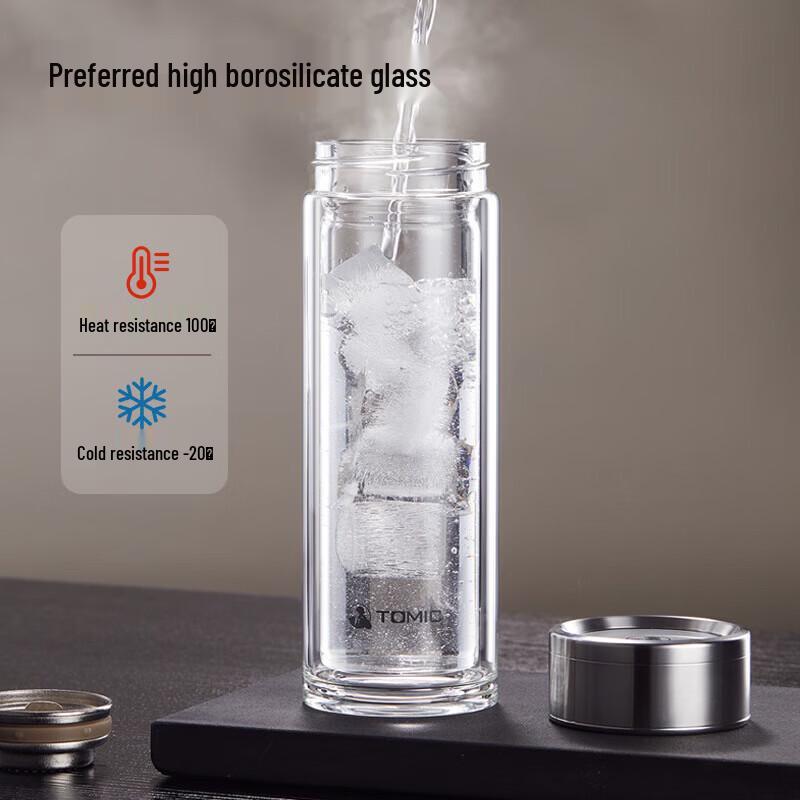 TOMIC Double-Layer Glass Tea Infuser Bottle