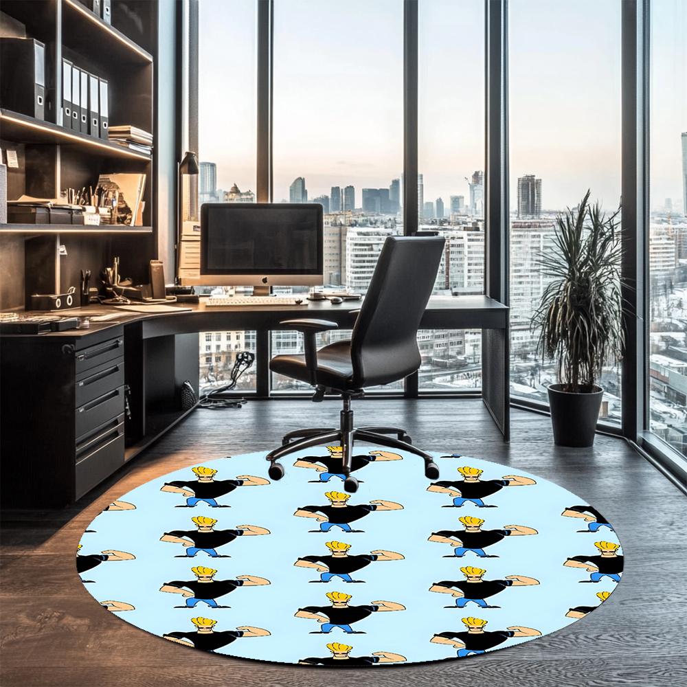 Johnny Bravo Printed Round Rug Carpet Chair Rug Area Rug Entryway Doormats,for Office Chair Living Room Bedroom Kitchen Room.