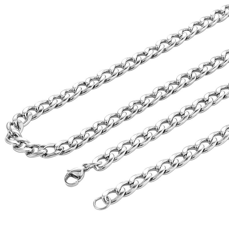 55 60cm Wide Stainless Steel Chain Cuban Link Chains Chokers Necklace For Mens Jewelry Silver Plated Solid Metal Fashion Jewelry