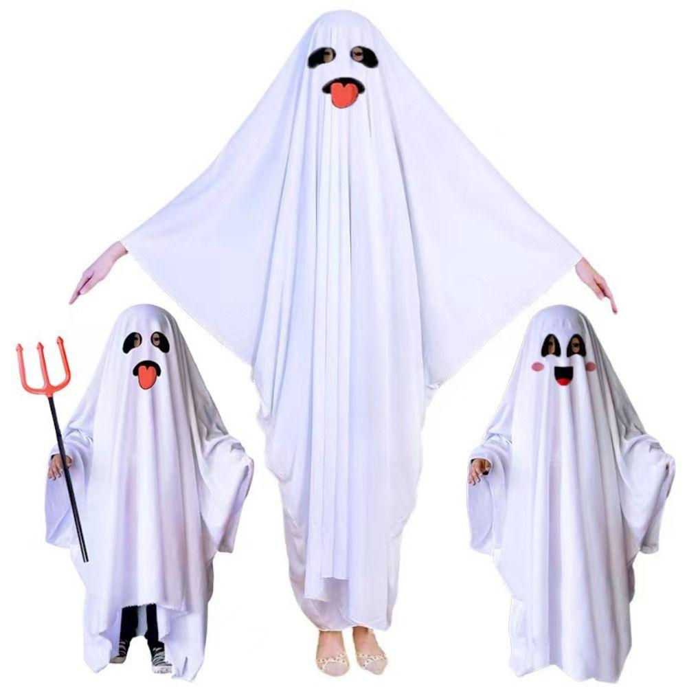 Scary Ghost Poncho Robe White Ghost Cosplay Costume Funny Halloween Cloak Cape  Stage Performance
