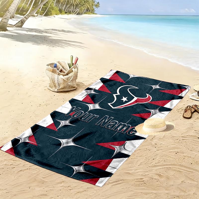 Custom NameFootball Team Logo Beach Towel Soft Microfiber Summer Towel Quick Dry Absorbent Towel for Beach Swimming Pool Travel