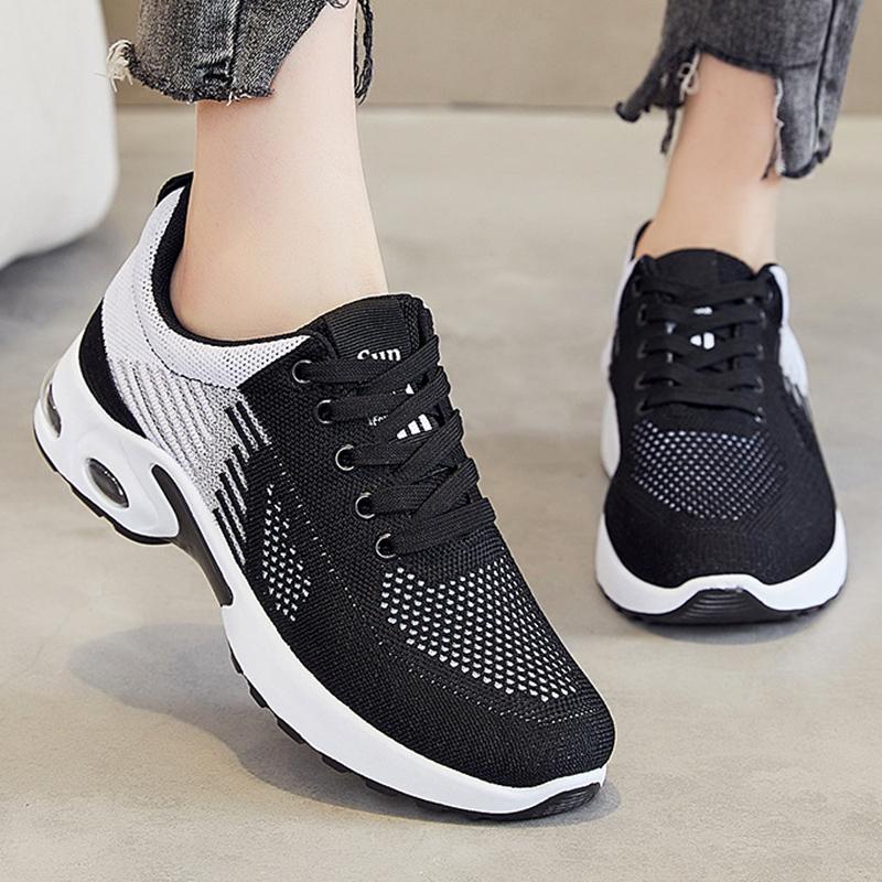 Fashion Plus Size 44 Breathable Running Shoes for Women Fashion Air Cushion Knit Platform Sneakers Woman Lightweight Casual Sports Shoes