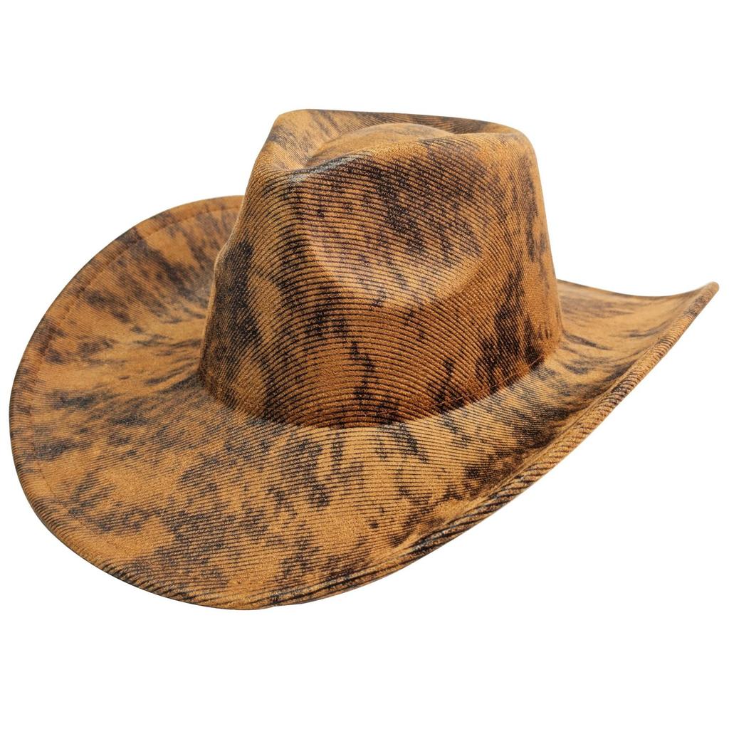 JYL TS DIY Black PU Cowboy Hat Ethnic Sun Protection Hat Faux Leather