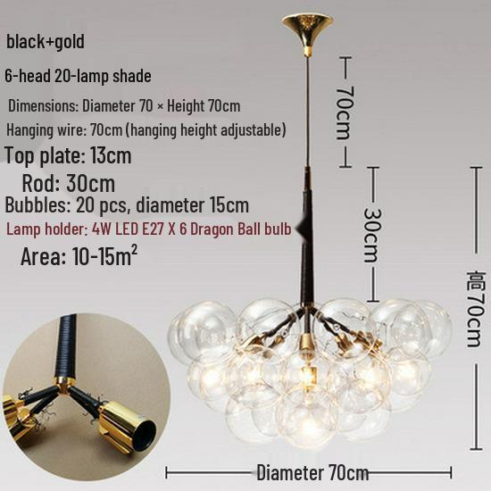 Nordic Romantic Bubble Lamp - Creative Glass Pendant for Children's Room, Living Room, or Restaurant.