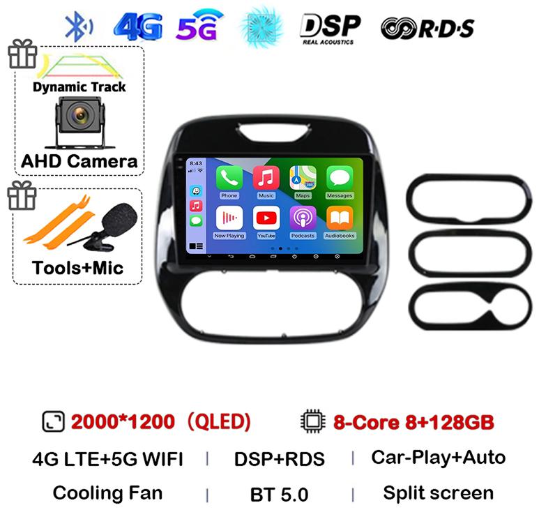 Android 14 Carplay Auto Für Renault Captur CLIO Samsung QM3 2011-2018 Autoradio Stereo GPS Multimedia Videoplayer 360 Kamera 4G